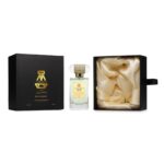 Bleu Majesté by Velvet Vapour in its open black-and-gold gift box