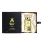 Blue Valor by Velvet Vapour in its open black-and-gold gift box